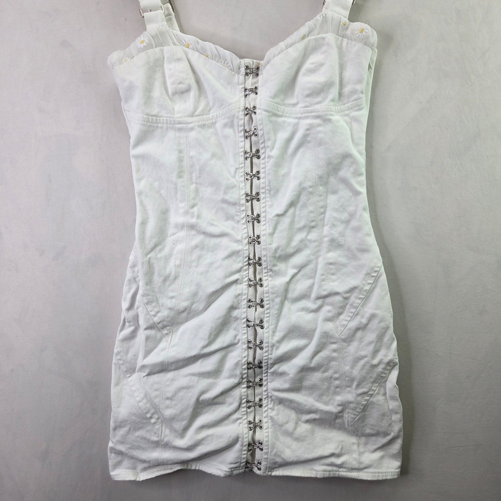 For Love & Lemons Mini Dress Womens XS White Excellent Daisy Hook Eye CD3334SP24 - Picture 2 of 9